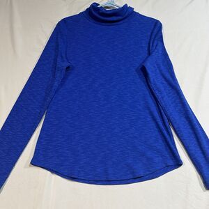 Gap Women’s Mock Neck Long Sleeve Workout Top - Royal Blue Heather - Size M